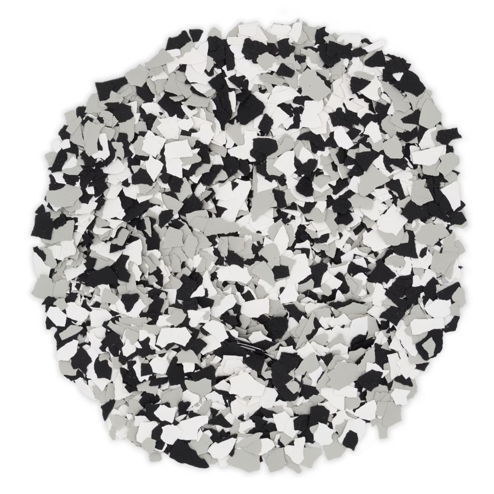Colorful confetti-like material scattered.