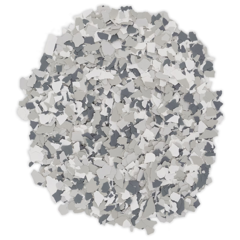 Colorful chips of gray and white