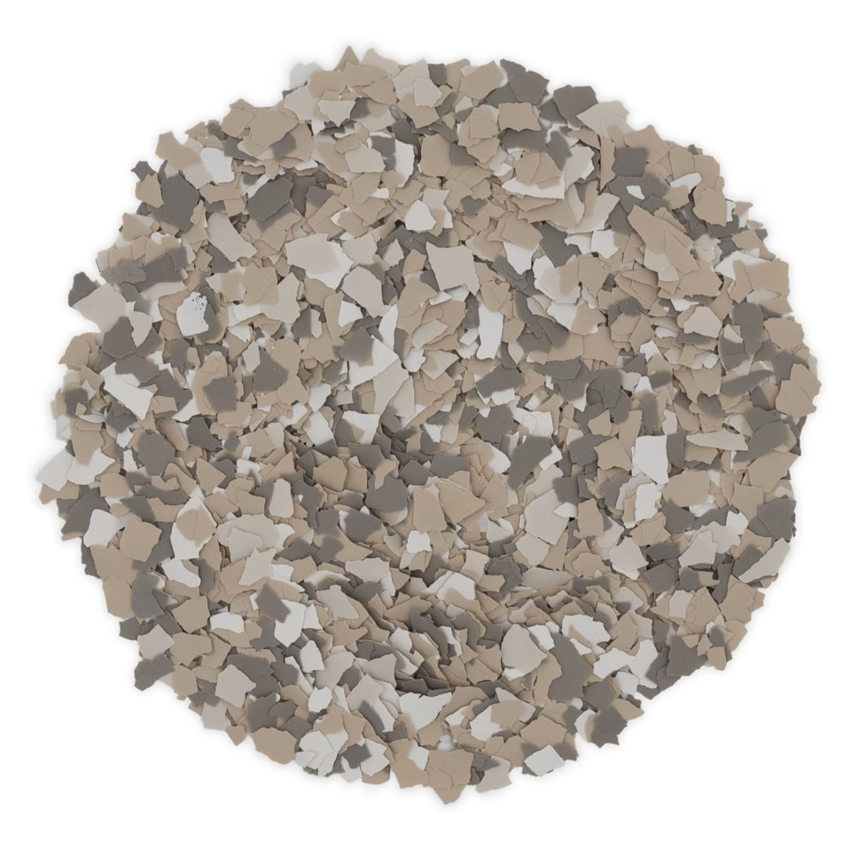 Circular pile of textured color fragments