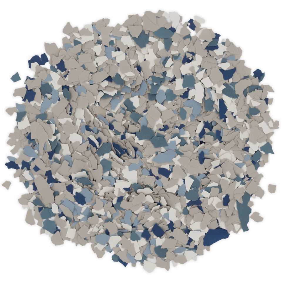 Colorful scattered paint chip fragments