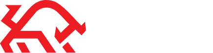 Red and white logo with text